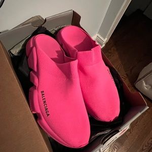 Balenciaga pink speed sneaker mule